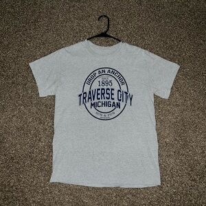 Traverse City Michigan Vintage OG Light Grey Blue White T Shirt